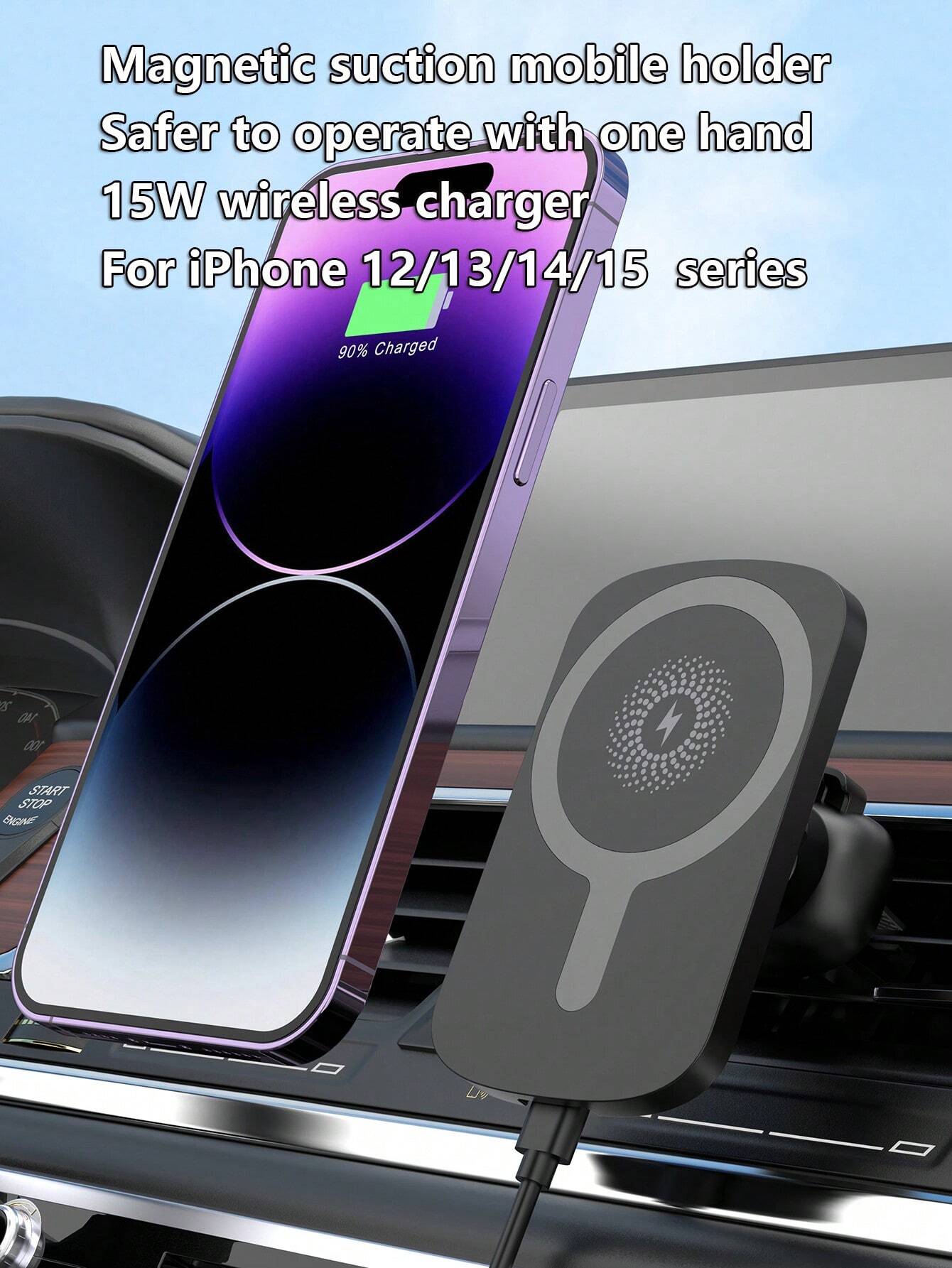 15W Car Wireless Charger β Fast Charging Mount for iPhone 12β16