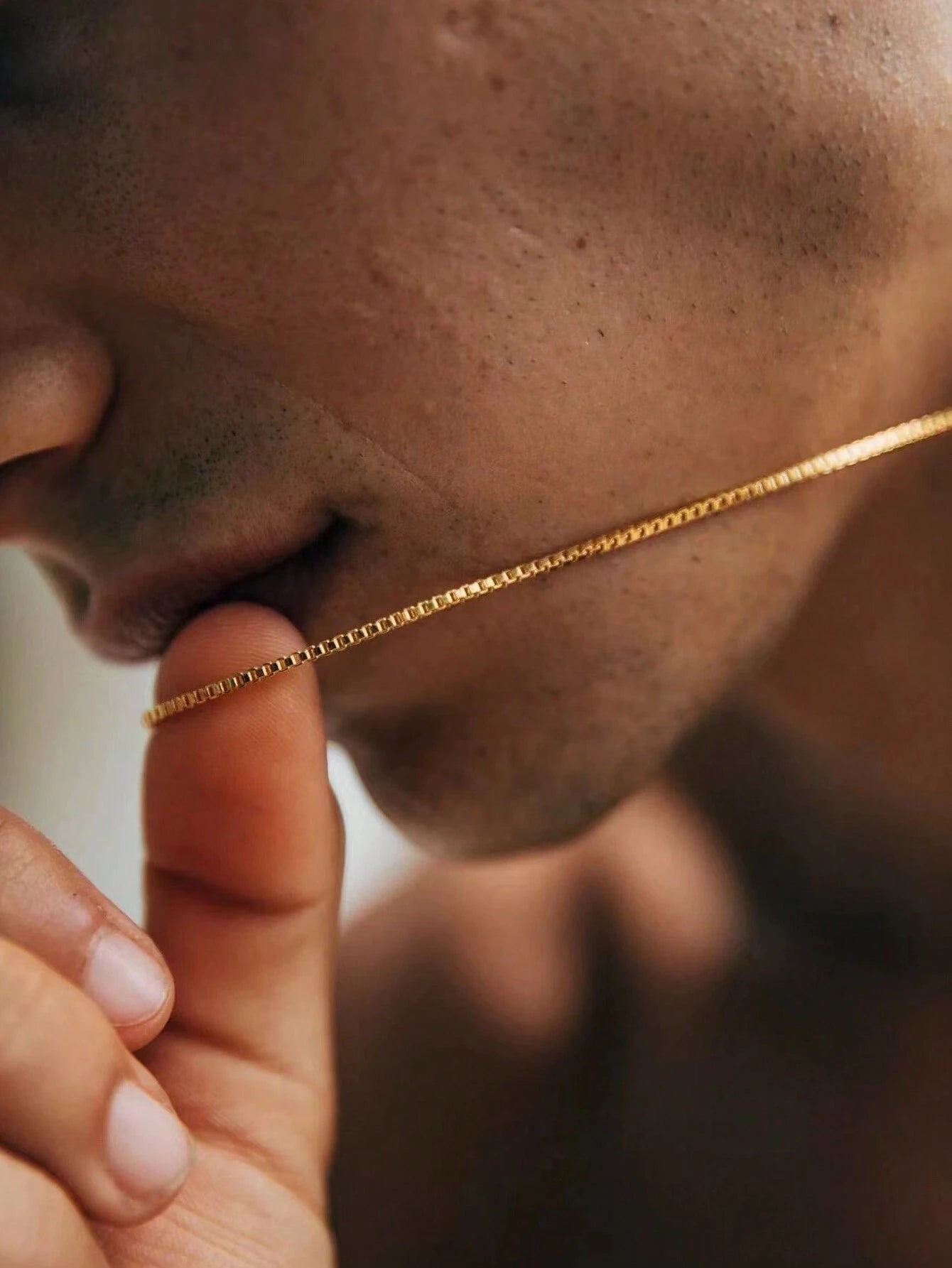18K Gold Square Chain Necklace