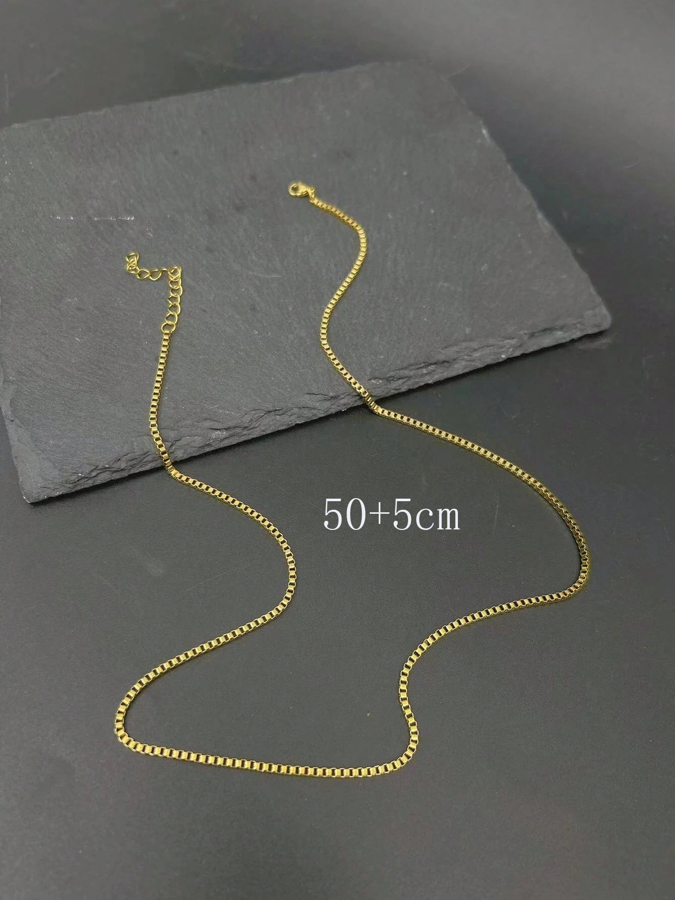 18K Gold Square Chain Necklace