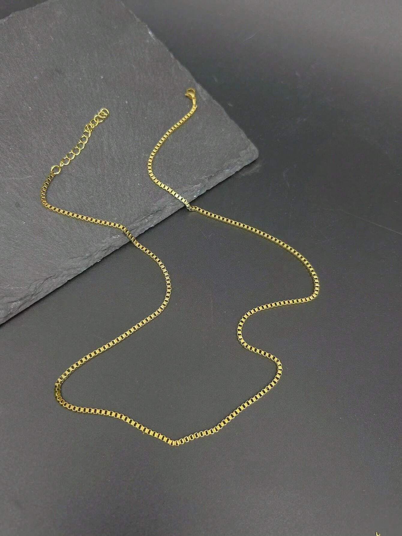 18K Gold Square Chain Necklace