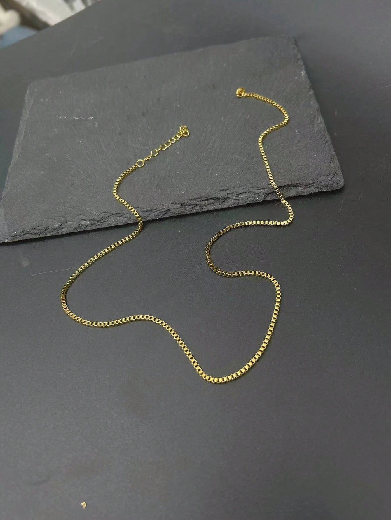 18K Gold Square Chain Necklace