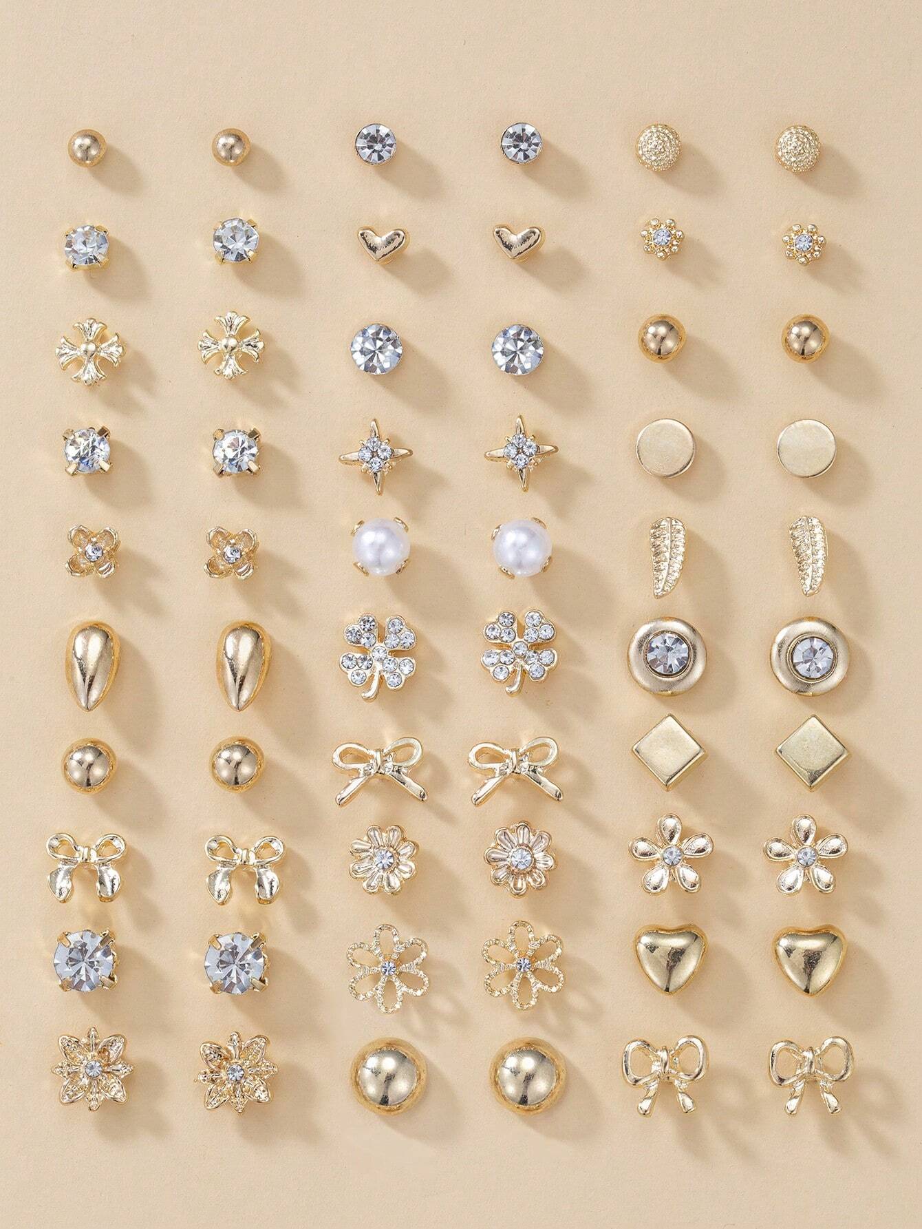 Elegant Rhinestone Stud Earrings Set