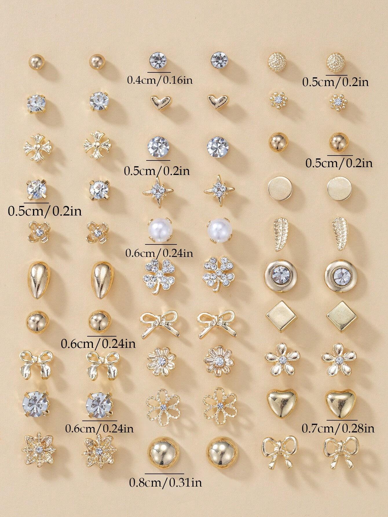 Elegant Rhinestone Stud Earrings Set