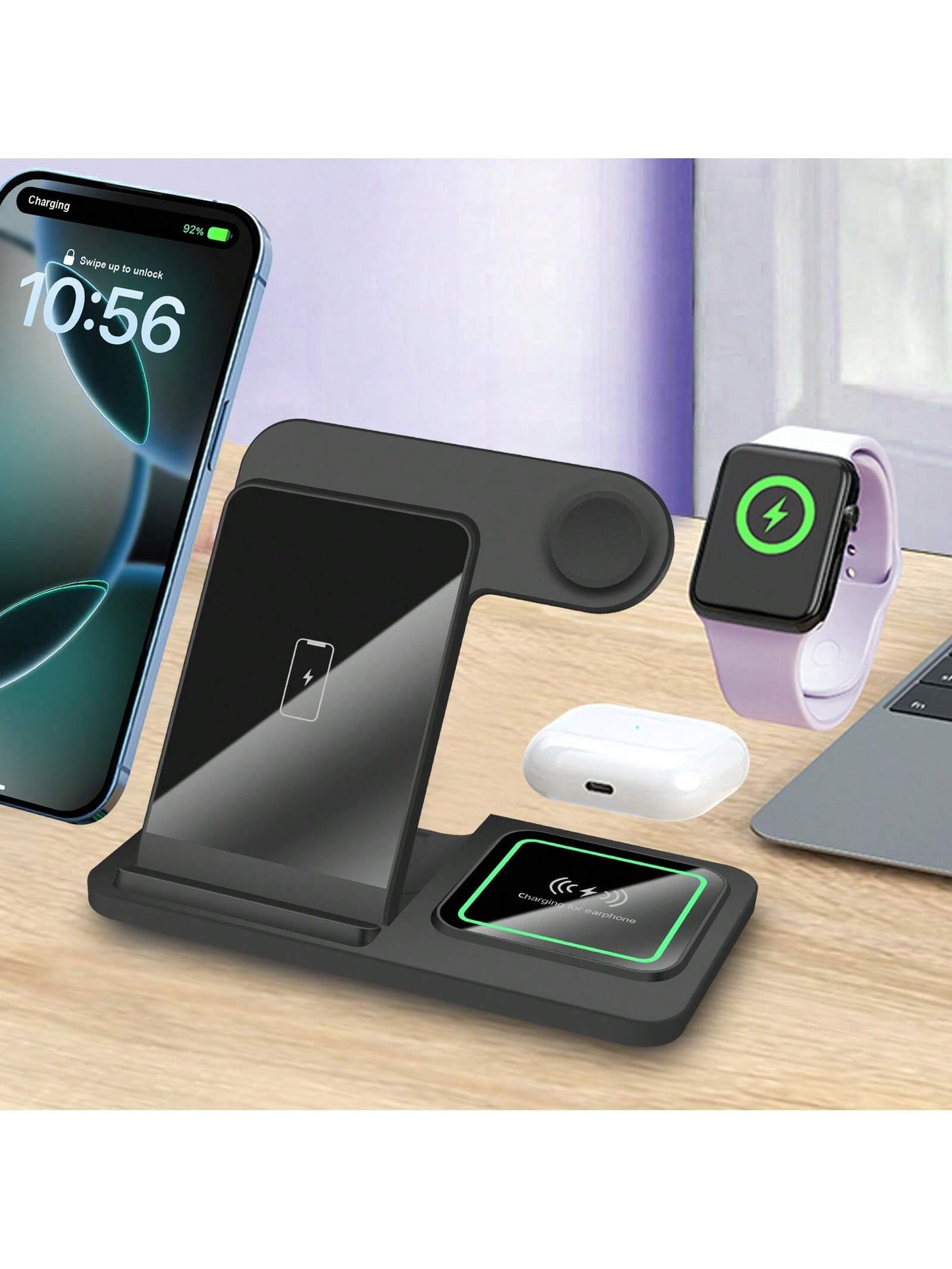 3-in-1 Fast Wireless Charger Dock Station for iPhone, Watch & AirPods