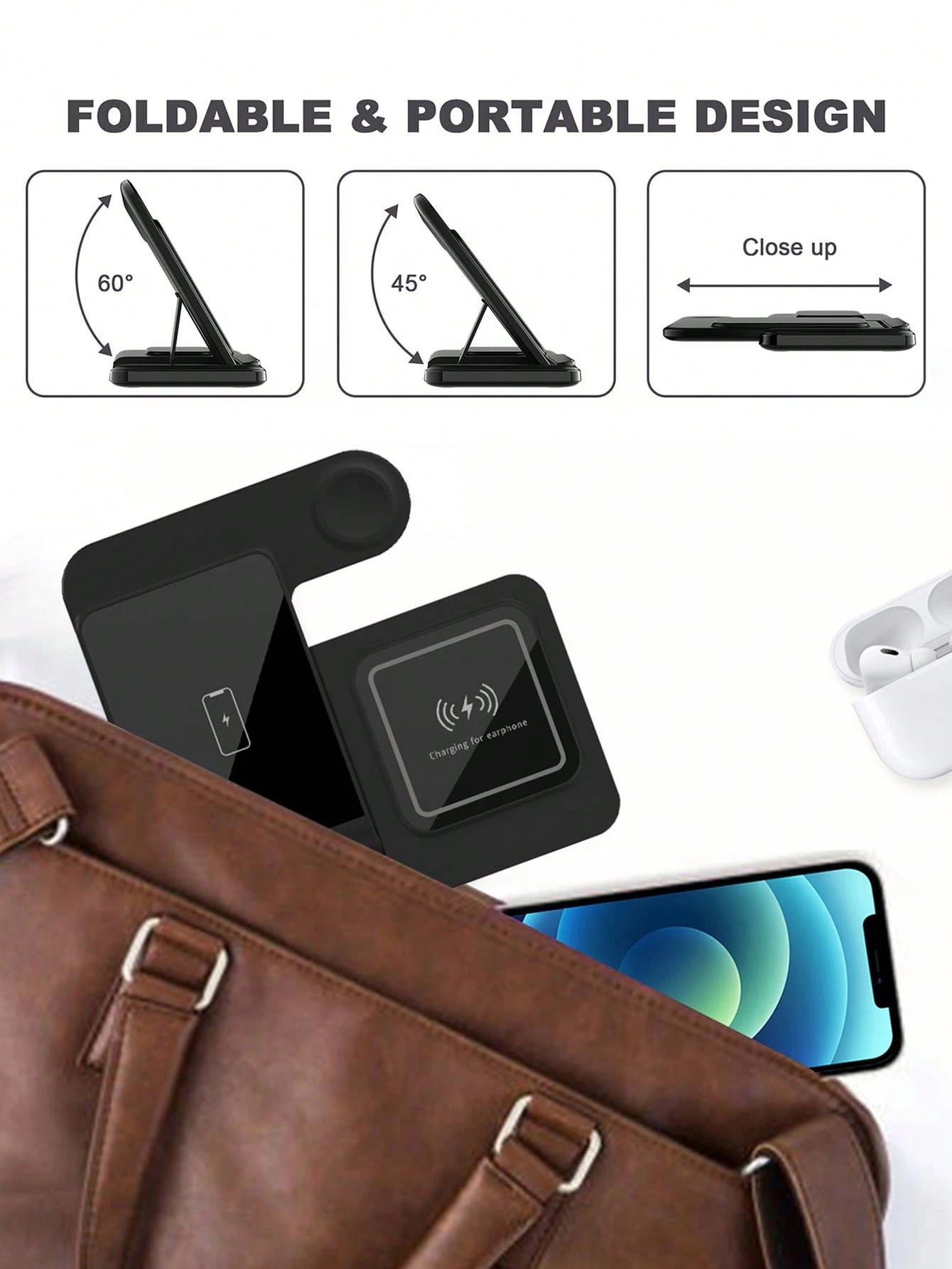3-in-1 Fast Wireless Charger Dock Station for iPhone, Watch & AirPods