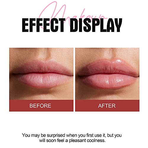 BAISEN DIARY Plumping Lip Oil With Chili Extract - Fuller Lips Instantly! Ultra-Hydrating & Nourishing, Glossy Finish Lip Glow Oil, Lip Plumping Booster Plump (05 Wild Strawberry)