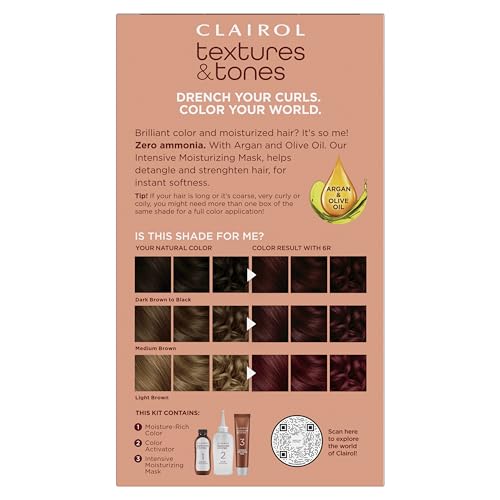 Clairol Textures & Tones Permanent Hair Dye, 6R Ruby Red Hair Color, Pack of 2
