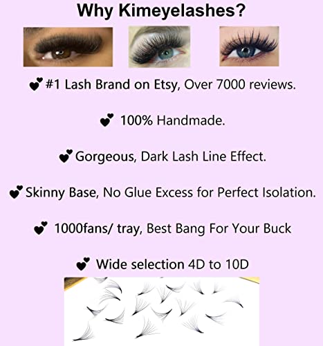 5D Premade Fans Eyelash Extensions Mixed Tray 9-16mm C and D Curl 0.07mm 500 Promade Fanned Russian Volume KimeyeLashes Extension Supplies Long Stem (5D - 0.07 - Curl D)