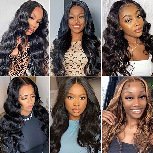 Hedy 10A Glueless Human Hair Wigs for Black Women 180 Density HD Transparent Body Wave Lace Front Wigs, Pre Plucked with Baby Hair Natural Black 26 Inch