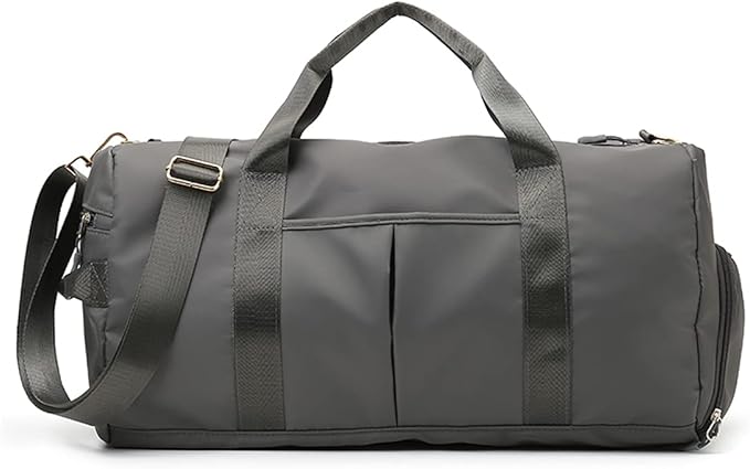 ZUEVI Sports Gym Duffel Bag for Men or Women Waterproof Weekender Travel Bag with Shoes Compartment Dry and Wet Separation for Training Swim Yoga(Grey)