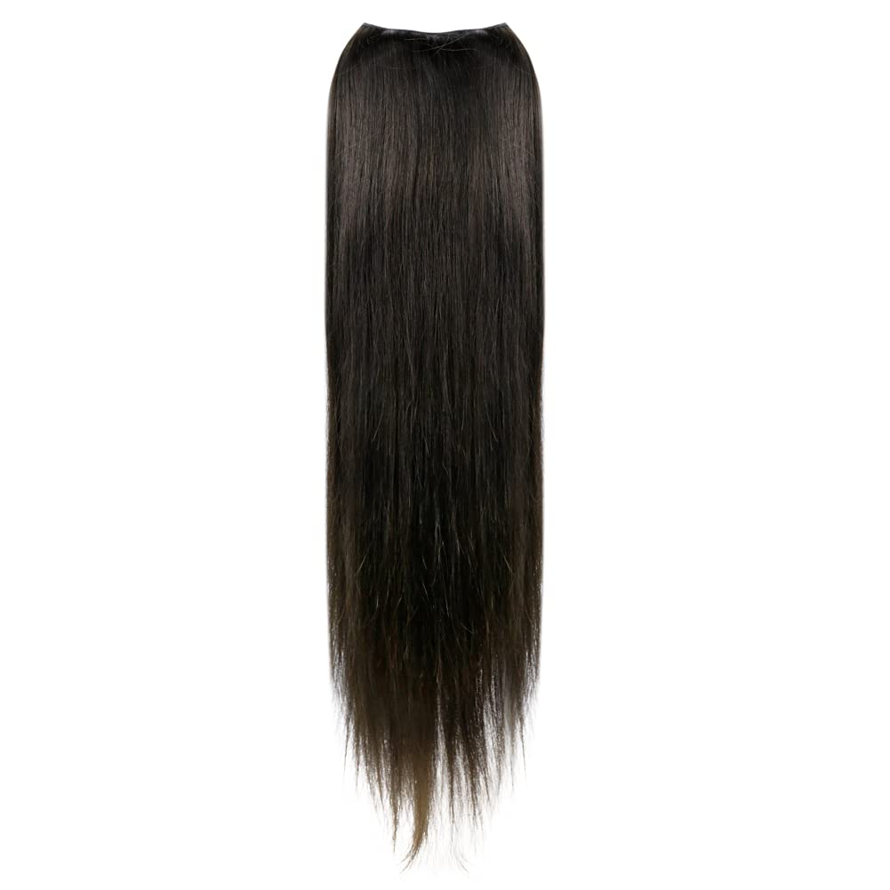 Full Shine U Part Human Hair Wig Natural Half Part Wig Human Hair Straight Off Black Hair Pieces 12Inch One Piece Half Wigs for Women Human Hair Wig 100Grams