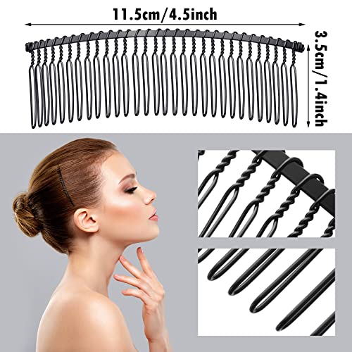 5 Pieces Hair Clip Combs Metal Wire Hair Combs Wire Twist Bridal Wedding Veil Combs (Black,30 Teeth)