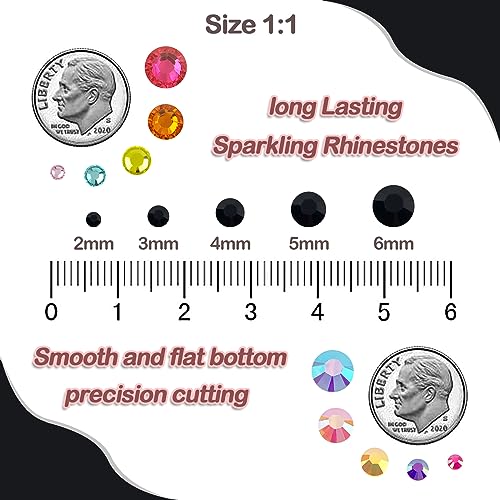 CLRDIVA 5000pcs 2MM Black Resin Rhinestones Bulk Flatback Jelly Gems Flat Back Crystals Non Hotfix Wholesale Stones Diamonds for Crafts Tumblers Face Eye Makeup Nails Bling DIY Decoration