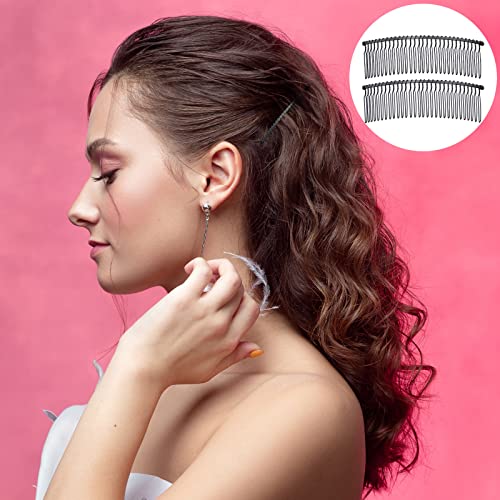 5 Pieces Hair Clip Combs Metal Wire Hair Combs Wire Twist Bridal Wedding Veil Combs (Black,30 Teeth)