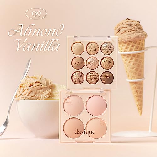 Dasique Blending Mood Cheek #09 Almond Vanilla | 4 Blendable Shades in Lightweight Smooth Powder | Vegan | Blush