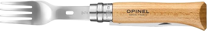 Opinel Picnic+ Cutlery Full Set, No.8 Stainless Steel Knife, Fork and Spoon Insert, Micro Fiber Napkin