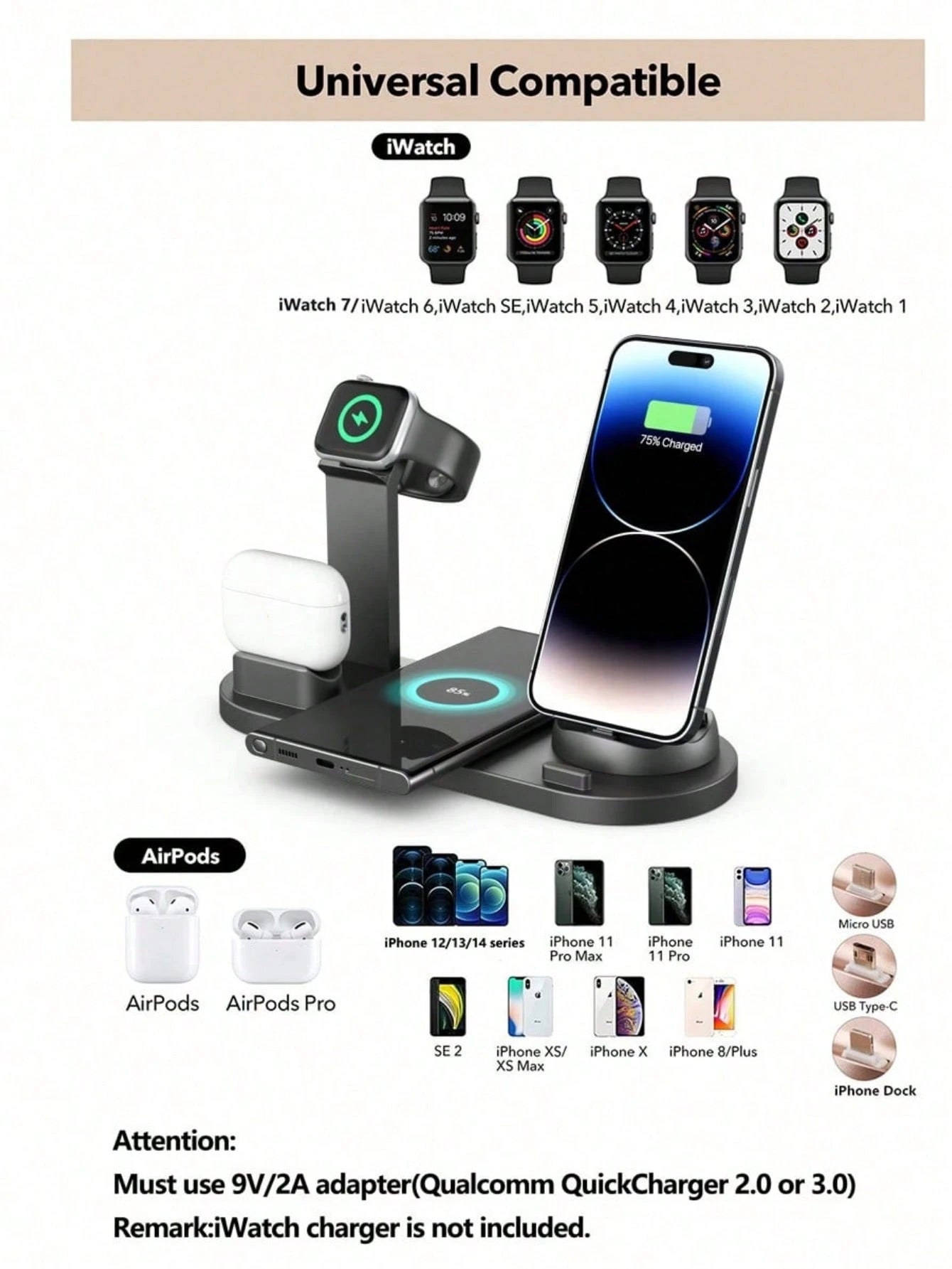 6-in-1 Multi-Device Charging Station