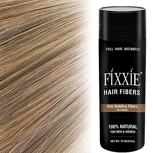 FIXXIE Hair Fibers Dark Blonde for Thinning Hair 27.5g Bottle, Concealer for Hair Loss, Men and Women, Naturally Thicker Looking With Keratin Fibres