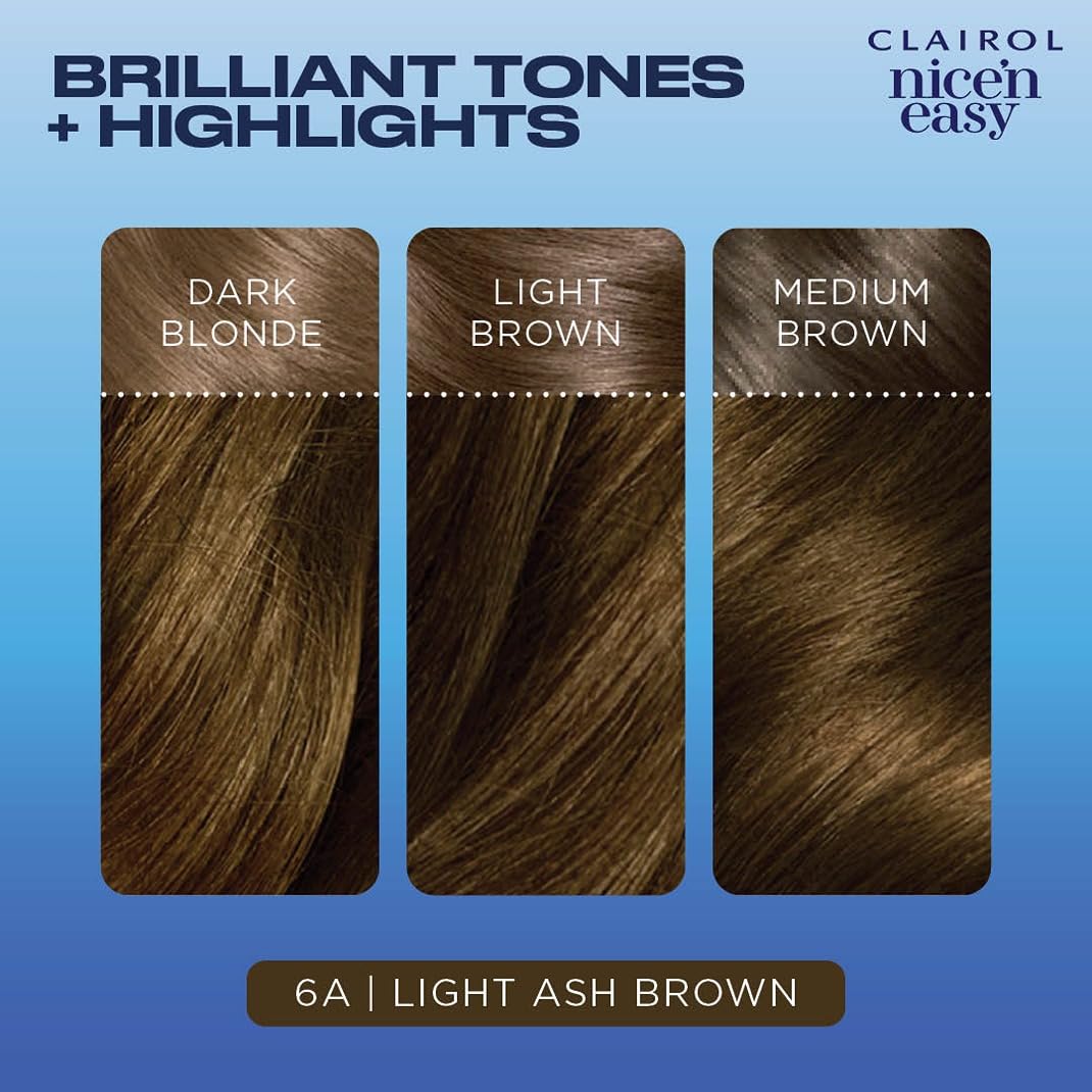 Clairol Nice'n Easy Permanent Hair Dye, 6A Light Ash Brown Hair Color, Pack of 1