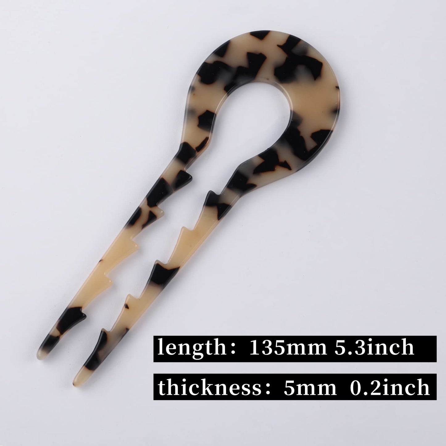 FRDTLUTHW 5.3Inch U Shaped Acetate 2 Prong Bun French Pin, Hair Fork for Women(pack of 3)