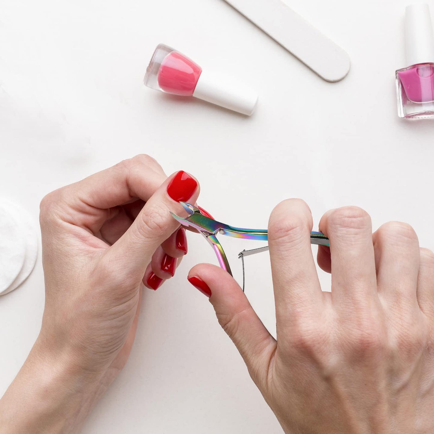 Cuticle Trimmer with Cuticle Pusher, SoHai Cuticle Remover Cutter Nipper and Triangle Cuticle Nail Pusher Peeler Scraper, Durable Dead Skin Clipper Manicure Pedicure Tools (Colorful)