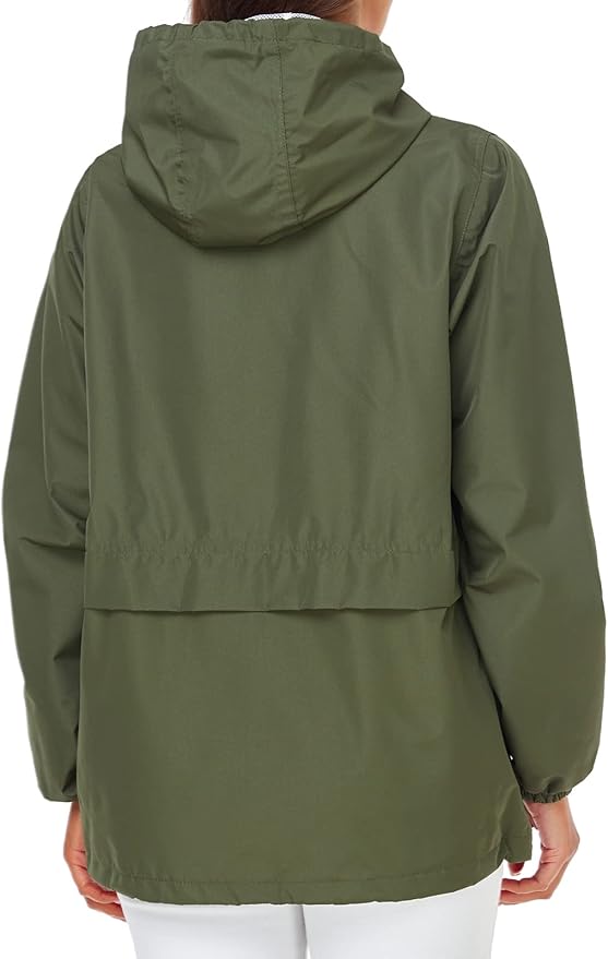 SaphiRose Lightweight Rain Jacket Women Waterproof Breathable Raincoat Packable Hooded Windbreaker