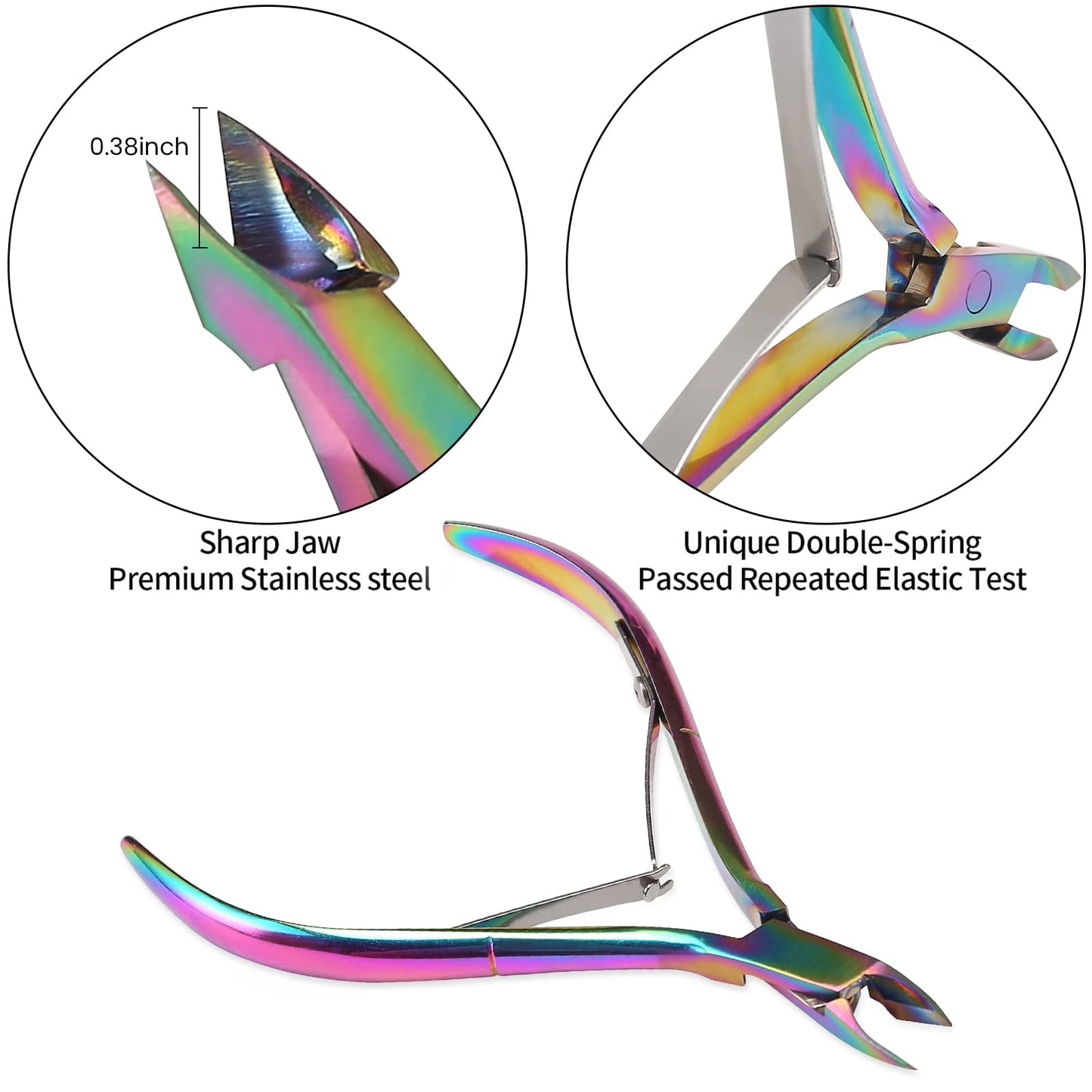 Cuticle Trimmer with Cuticle Pusher, SoHai Cuticle Remover Cutter Nipper and Triangle Cuticle Nail Pusher Peeler Scraper, Durable Dead Skin Clipper Manicure Pedicure Tools (Colorful)
