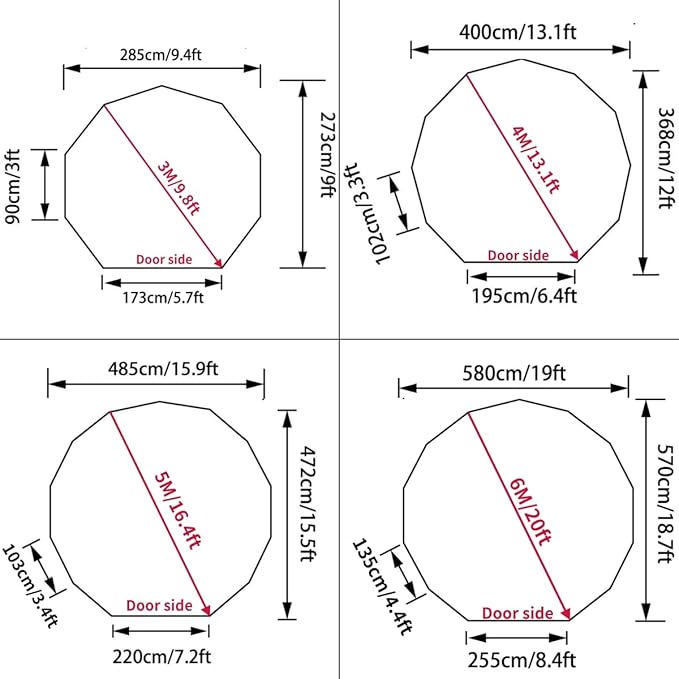 DANCHEL OUTDOOR Waterproof Bell Tent Footprint Round Tarp Camping Accessories, 3/4/5/6m Ground Sheet Black Tarp Canvas Yurt Tent Protector Floor
