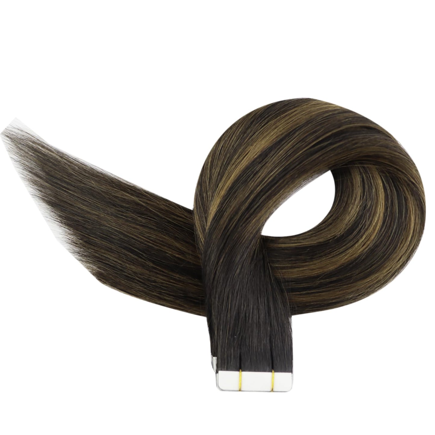 Full Shine Tape in Hair Extensions 12 Inch Color 1B Off Black Ombre 6 Brown Highlight 1B Black Balayage Invisible Seamless Human Hair Extensions Tape in 30 Grams 20 PCS for Women