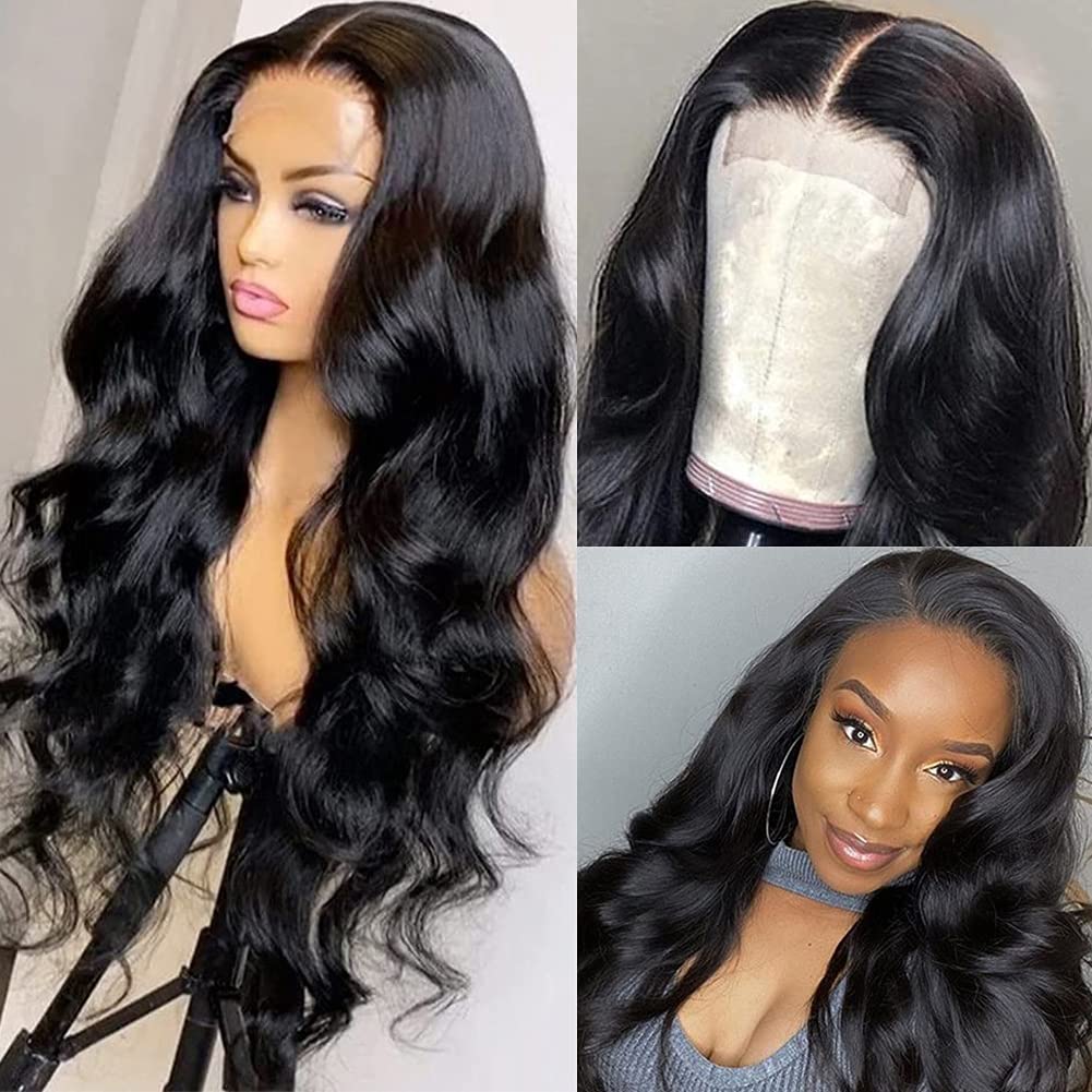 Hedy Body Wave Lace Front Wigs Human Hair Pre Plucked with Baby Hair Glueless 150% Density 4x4 Lace Closure Human Hair Wigs for Black Women Natural Color(18 Inch)