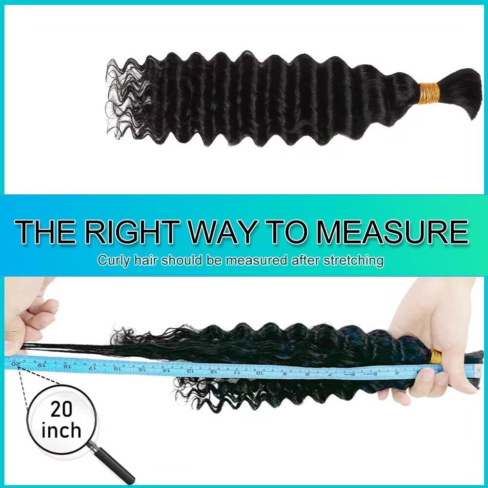 Brown Braiding Hair Human Hair 20 Inch 6 Bundles Deep Wave Human Hair Braiding hair No Weft Brazilian Virgin Curly Human Braiding Hair Extensions for Boho Braids 150g 27/30#