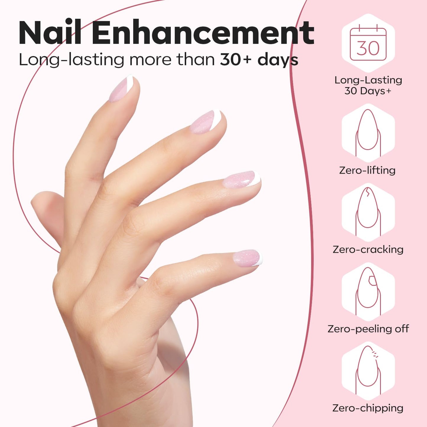 modelones Builder Nail Gel, 8-in-One Nude Pink Glitter Builder, Rainbow Iridescent Shimmer Nail Gel Polish, Jelly Pink Sparkle LED Lamp Cured Hard Rubber Color Base for Home DIY Salon Girls