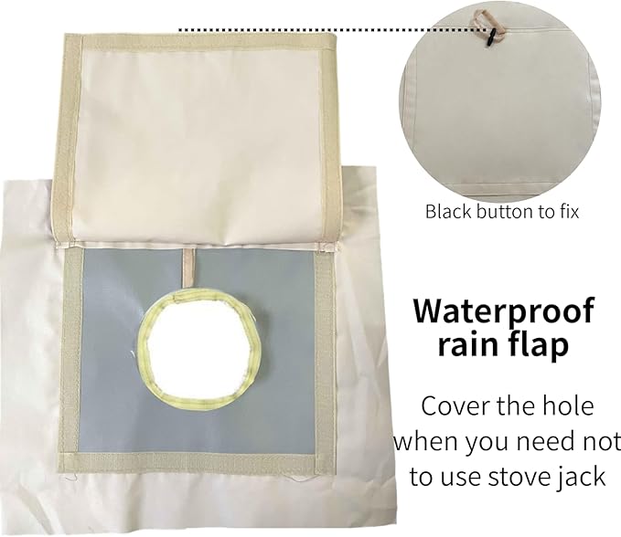 DANCHEL OUTDOOR Stove Jack Kit for Tent with Rain Flap Cover for Dia. 4''/5.85'', Fire Resistant Wood Stove Hole for Canvas Tent Hot Tent Chimney, Side Wall A/C 4 Season