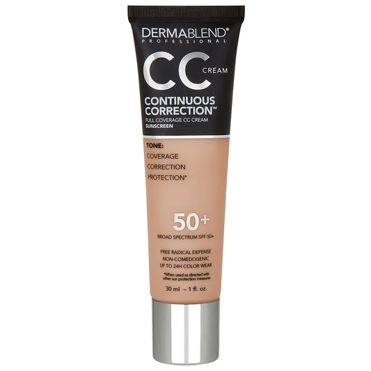 Dermablend Continuous Correctionâ„¢ Tone-Evening CC Cream Foundation SPF 50+, Full Coverage Foundation Makeup & Color Corrector, Non-Comedogenic , 1 Fl Oz (Pack of 1)
