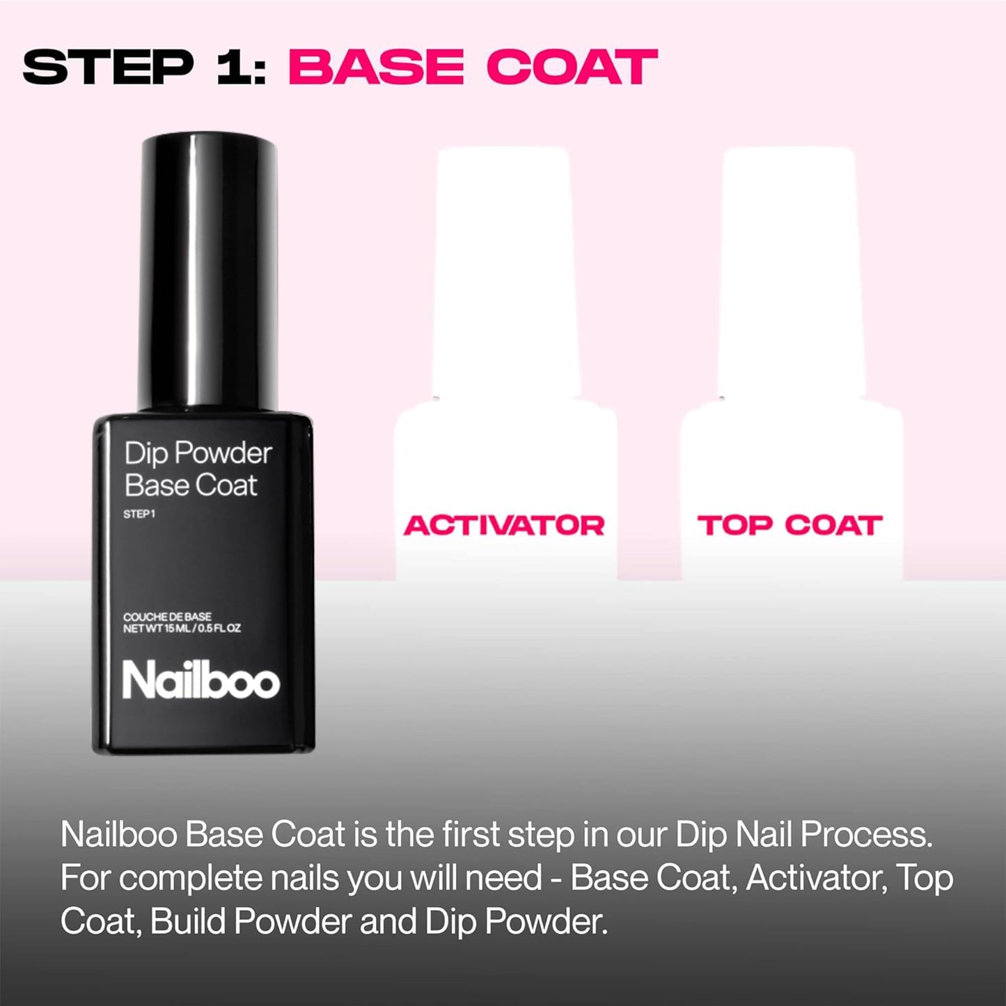 Nailboo Dip Powder Essential Liquid, Base Coat for Nail Dip Powder, DIY At Home Manicure, No UV Lamp Needed, For Beginners & Professionals, 0.5 Fl Oz (1 Pack)
