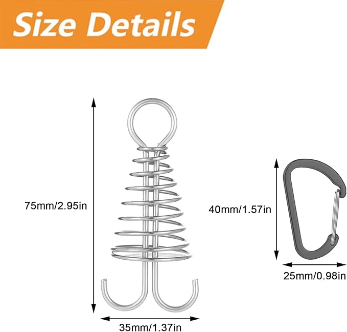 Morobor Deck Anchor Pegs, 10pcs Windproof Aluminium Alloy Fish Bone Tent Stakes with Spring Buckle Portable Wind Rope Anchor for Outdoor Camping