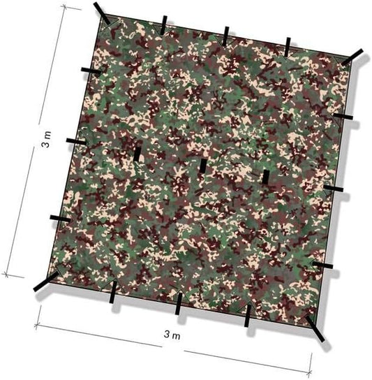 DD Hammocks - DD Tarp 3x3 - MC (10ft x 10ft) - 100% Waterproof - Lightweight & Multifunctional Camo Rainfly Tarp Tent Shelter for Camping Backpacking & Hiking Adventure