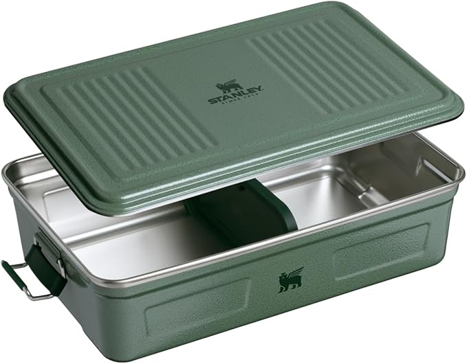 Stanley Classic Legendary Useful Box 3.8 qt | Metal Snack and Lunch Box | Durable Stainless Steel Travel Food Storage Container | Hiking, Camping, School, or Work | BPA-Free | Hammertone Green