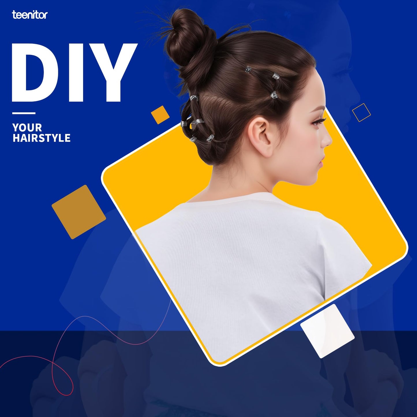 Teenitor Clear Elastic Hair Bands, 2000pcs Mini Hair Rubber Bands, Hair Ties, Soft Hair Elastics Ties, 2mm in Width and 30mm in Length