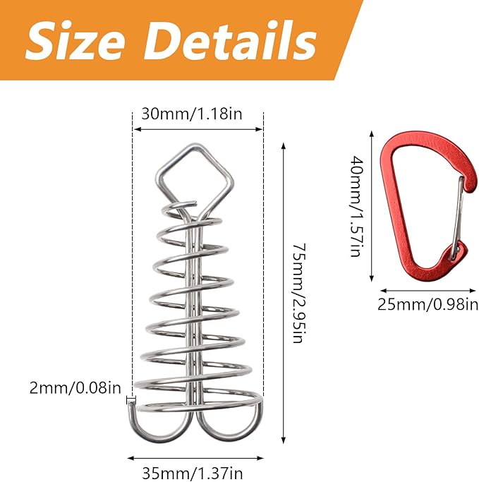MOROBOR Red Deck Anchor Pegs, 10 PCS Windproof Aluminium Alloy Fish Bone Tent Stakes with Spring Buckle Portable Adjustable Octopus Wind Rope Anchor for Outdoor Camping(Square Top)