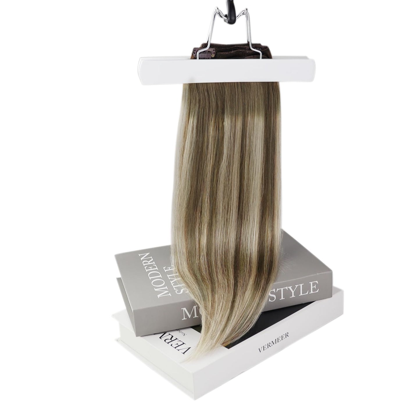 Full Shine Short Hair Extensions Clip ins Brown Balayage Seamless Clip in Hair Extensions with Pu Weft Chestnut Brown Ombre Platinum Blonde Clip in Extensions for Women 12 Inch 8 Pcs 95 Grams