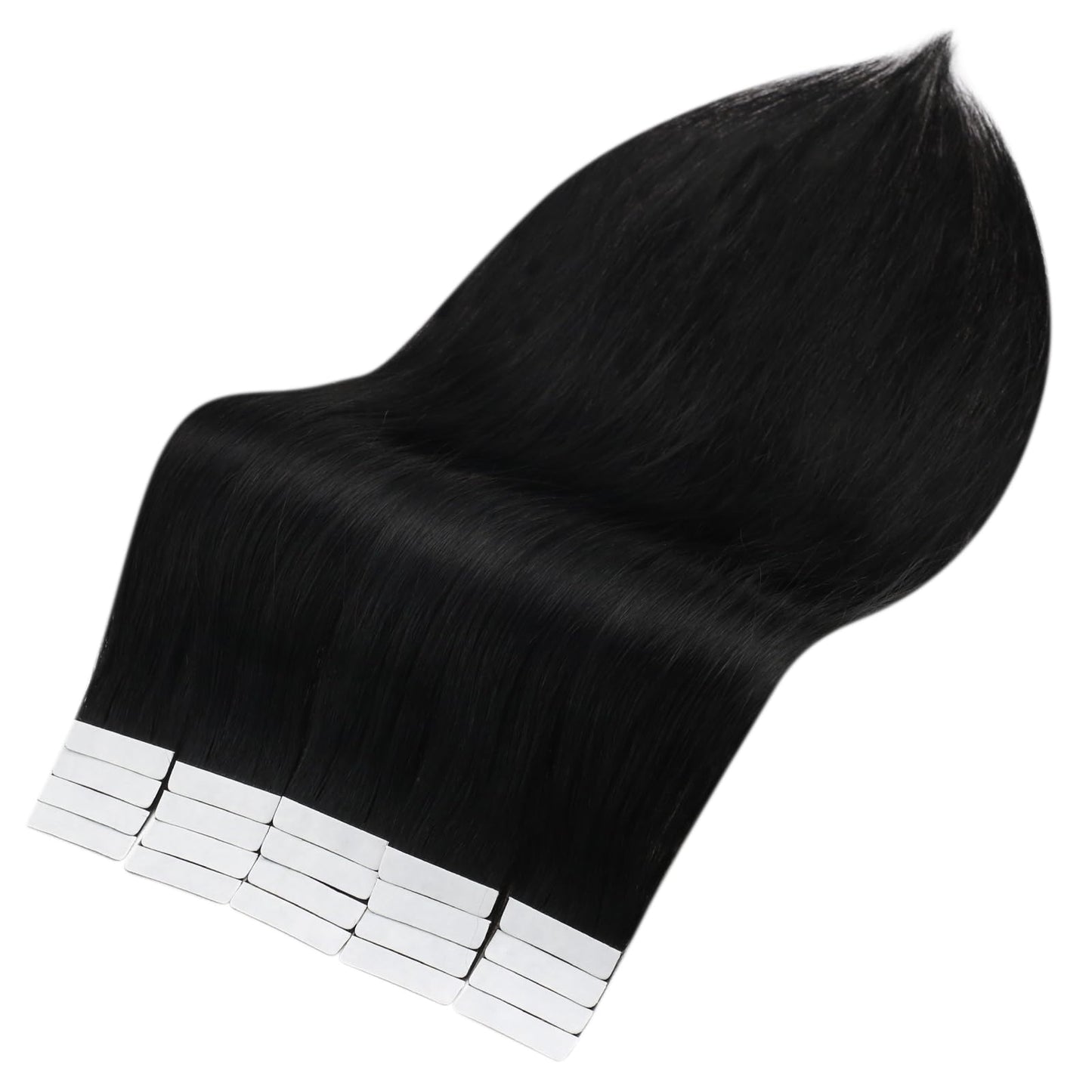 Full Shine Tape in Hair Extensions Human Hair Color 1 Jet Black Skin Weft Tape in Extensions 14 Inch invisible Tape in Hair Extensions Real Human Hair 40 Pcs Long Hair Extensions 100 Gram For Women