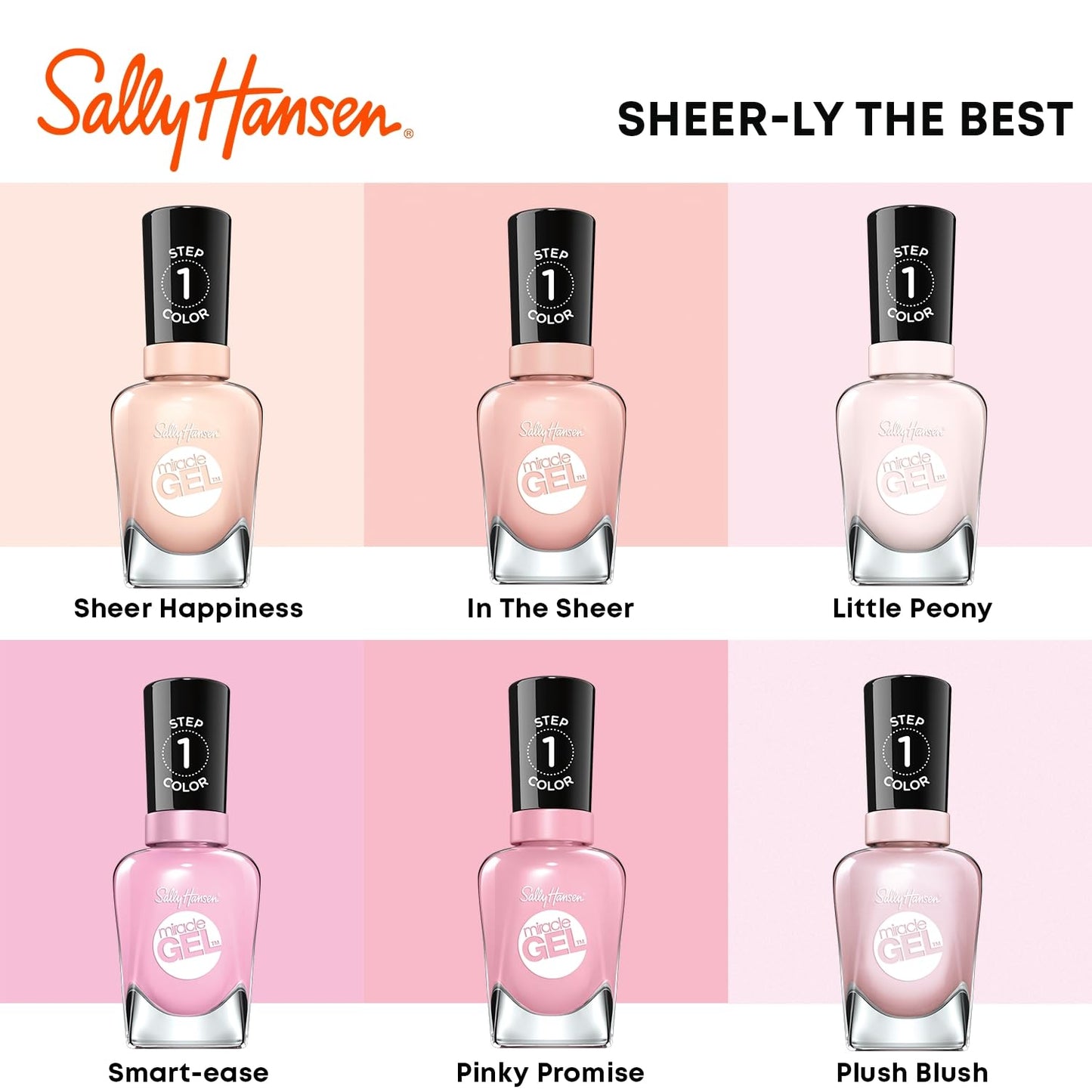 Sally Hansen Miracle Gel™, Once Chiffon a Time, Long Lasting, Gel-Like Formula, No UV Lamp Needed, Pink Nail Polish