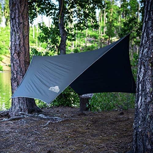 Rain Fly Tarp | Waterproof Tent Camping Shelter Canopy | Lightweight Easy Setup for Hammock, Backpacking or Camp Gear | Premium Quality 12 x 9 ft | Gray
