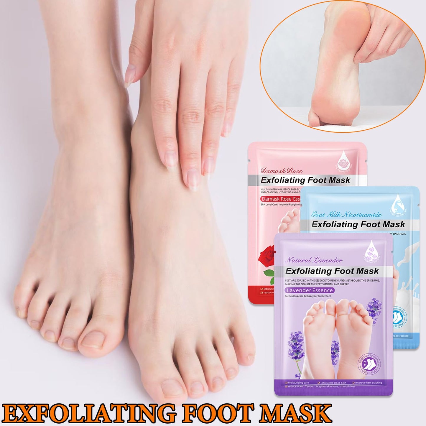 6PCS Foot Peel Mask,Exfoliating Foot Mask for Remove Dead Skin,Hydrating Foot Care Mask,Peel Off Mask for Calluses & Dry Toe Cracked Rough,Quickly Moisturizing & Nourishing Feet