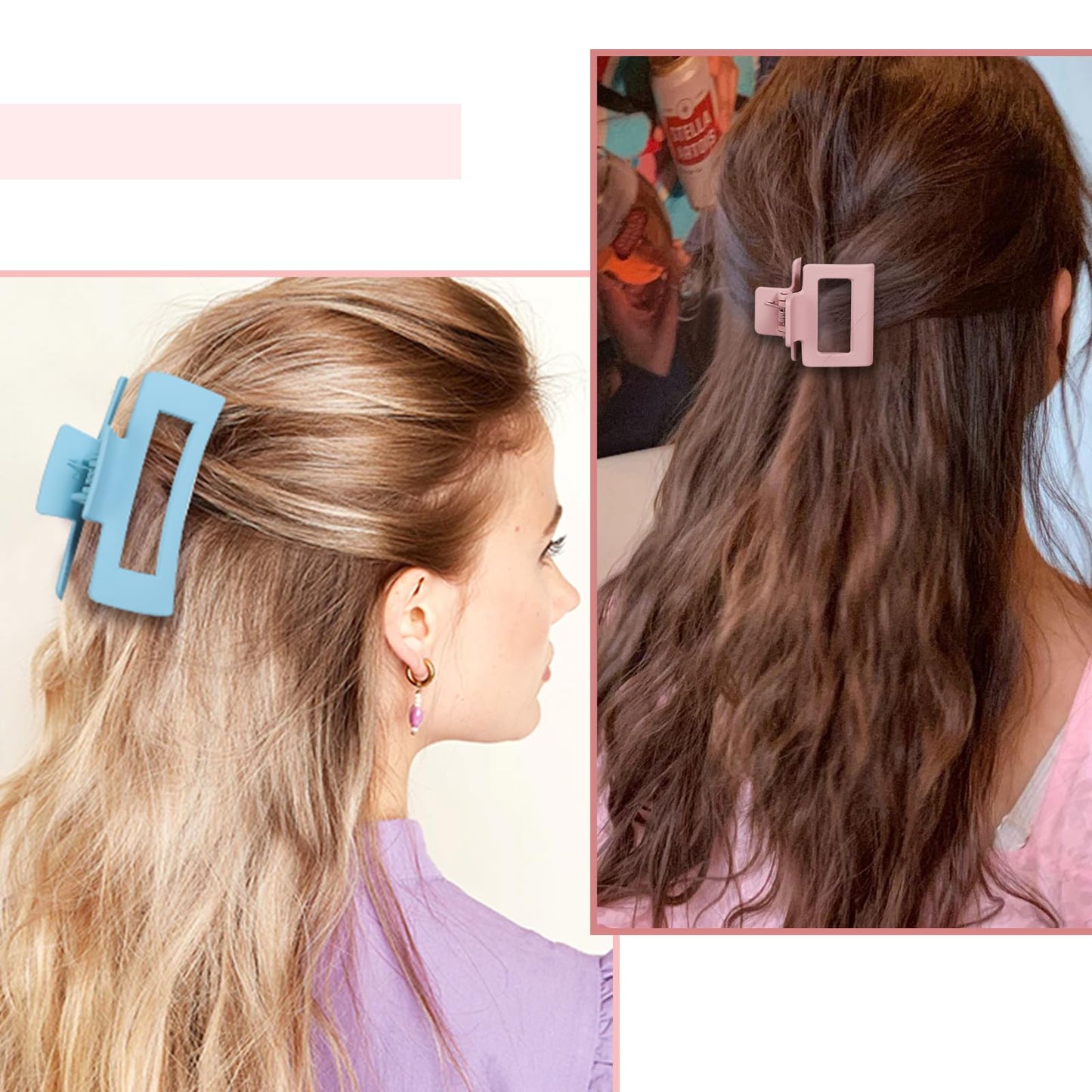 Hair Clips 16 Pcs for Women - Large and Small Matte Banana Clips for Thin, Thick, Curly Hair, Strong Hold Nonslip Hair Claws