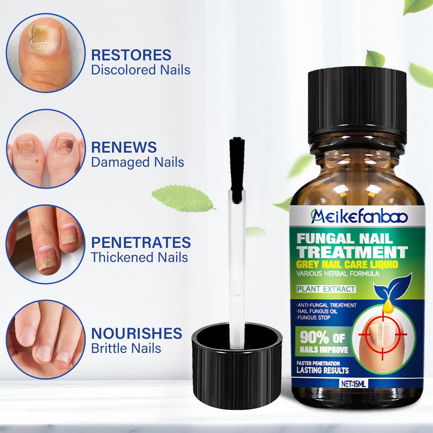 Multi-Purpose Nail Repair, Nail Solution with Tea Tree Oil for Discolored and Damaged Nails,Plant Drops for Nails Care,Discolored and Damaged Nails (1PC) 