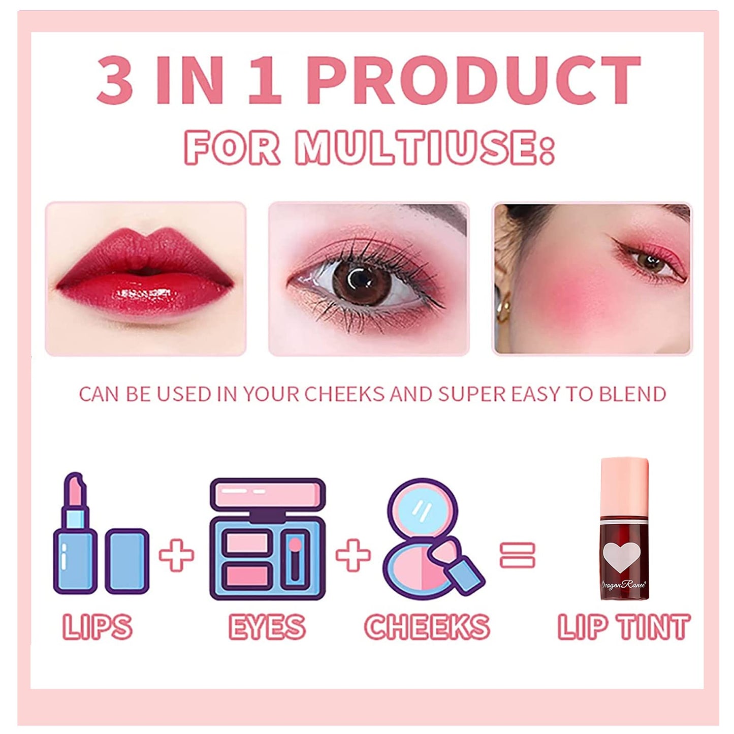 6 Colors Lip Tint Stain Set,Korean Lip Gloss Lip Tint Stain Mini Liquid Lipstick Multi-use Lip and Cheek Tint