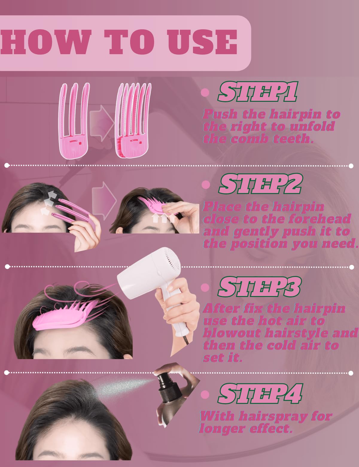 Hair Volume Clip, Volumizing Hair Clips - 2PCS Wind Shaping Styling Comb Set, Bangs Hair Clip for Creating Fluffy Bangs & Lifting Roots, Hair Volume Comb for Women & Men (FlaSloth)