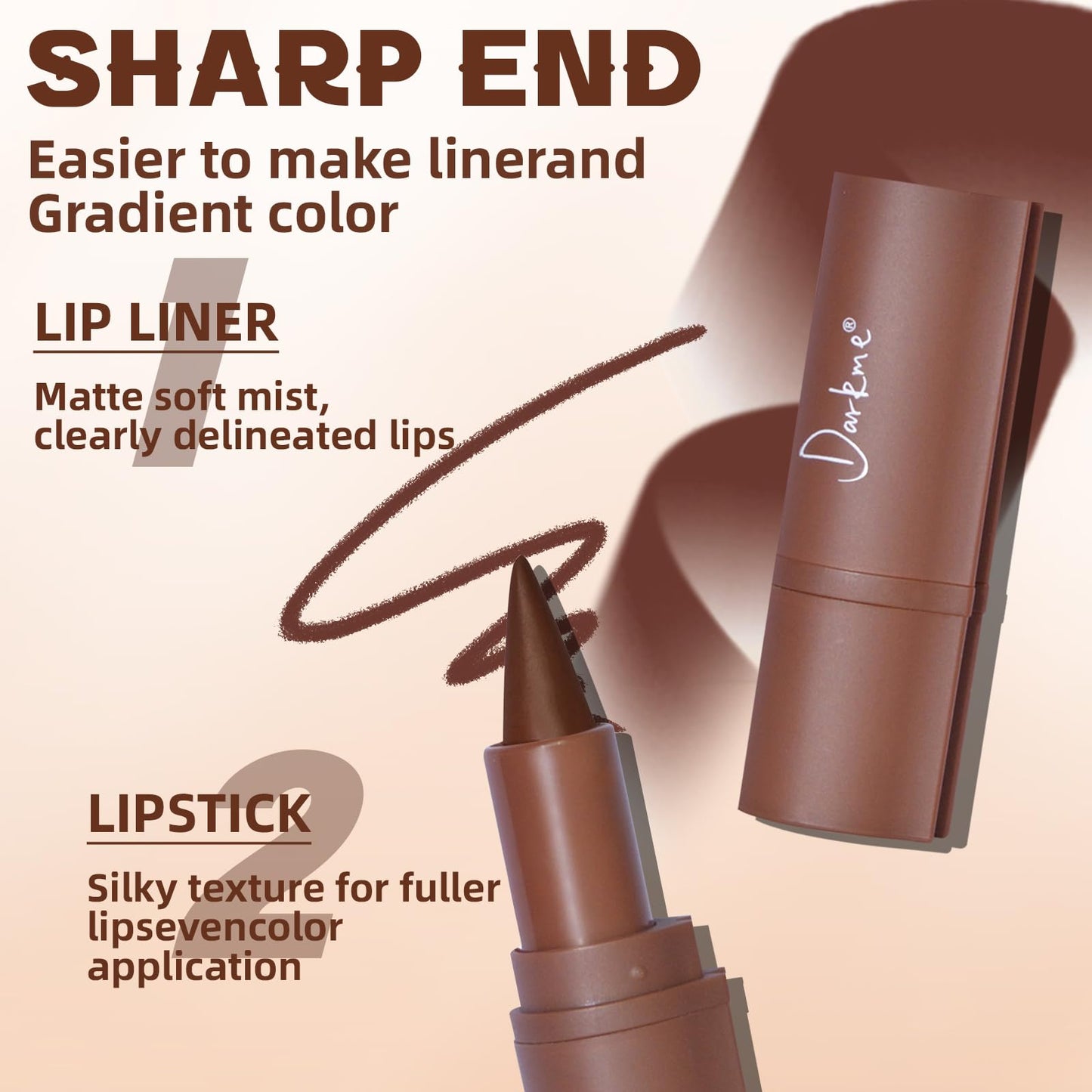 HOSAILY 3 Colors 2 in 1 Lip Liner Set, Matte Nude Dark Brown Lip Liner Plumping Smooth Creamy Lip Pencil, High Pigmented Long lasting Light and Medium Brown Lipstick Makeup, 01+04+06